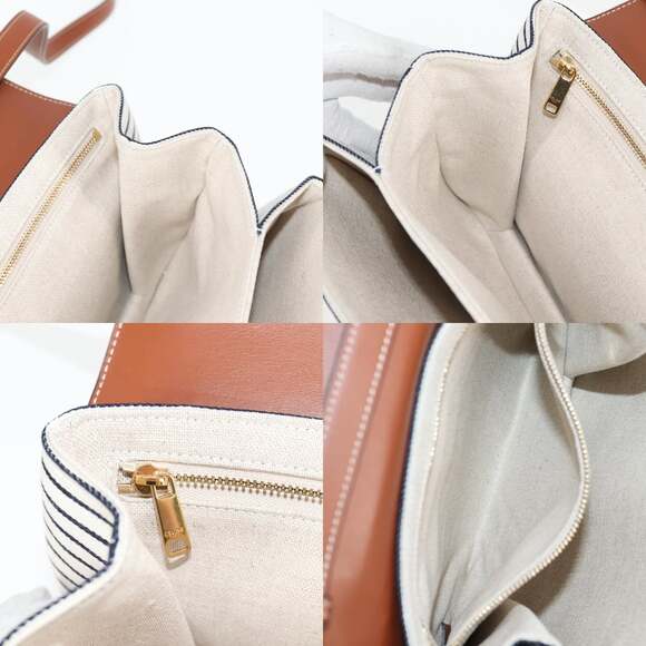 CELINE Shoulder Bag Canvas Leather Brown Gold - Picture 12 of 13